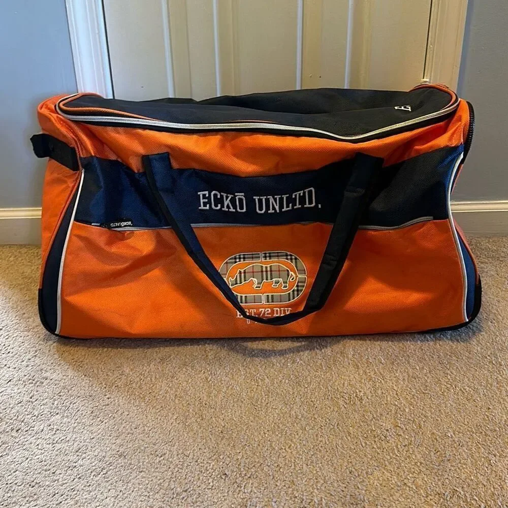 Ecko Unltd. Ecko Unlimited Orange Blue‎ 28-inch Large Rolling Duffel Bag